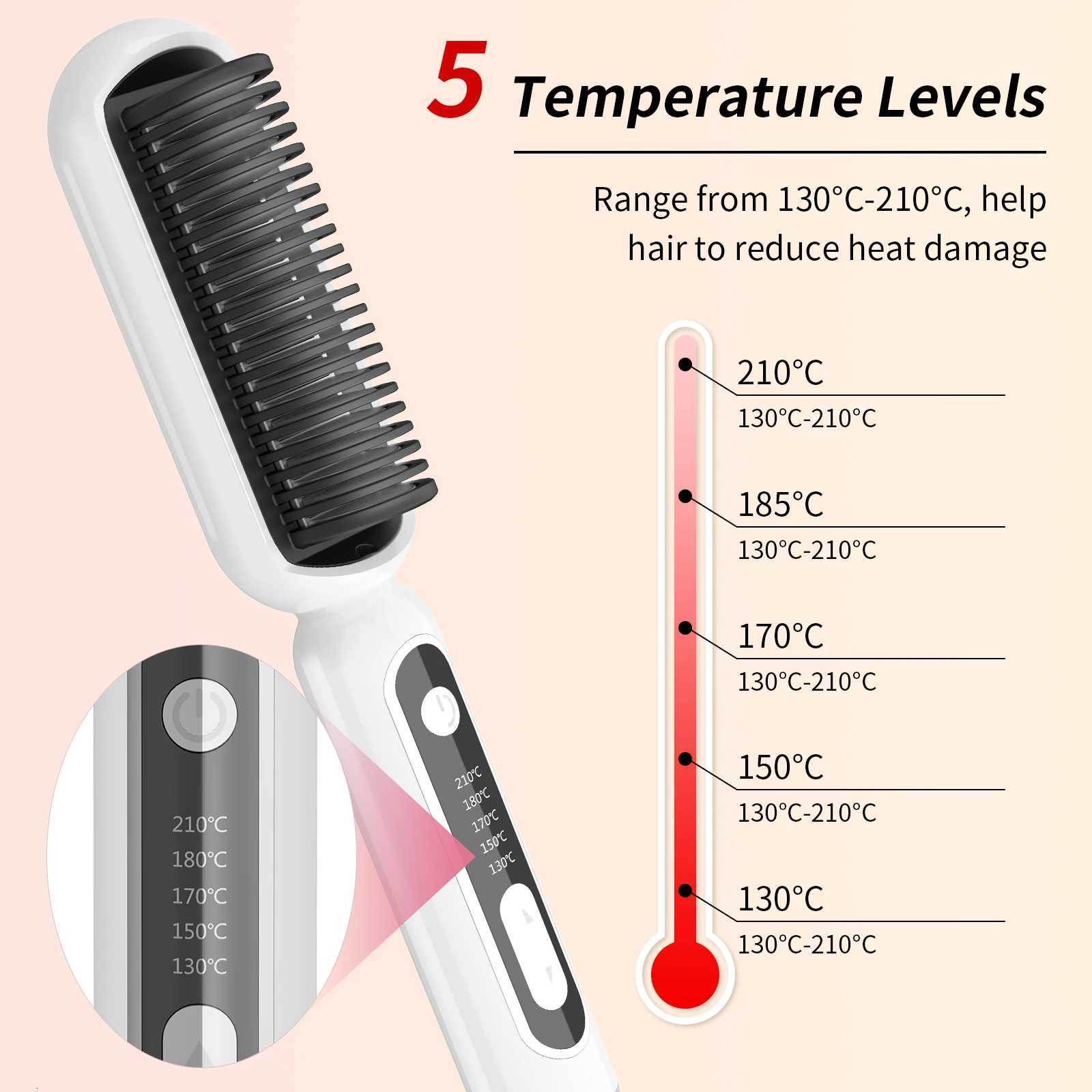 Portable Hair Straightening Comb With Temperature Control Quick Heat-up Anti Frizz Design Effortless Styling Brush Daily UseT251122