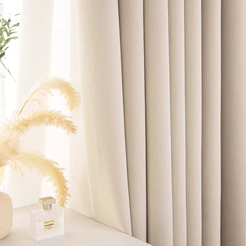 T0414 full blackout chenille hotel engineering curtain blackout heat insulation homestay school blackout curtain finished product custom wholesale
