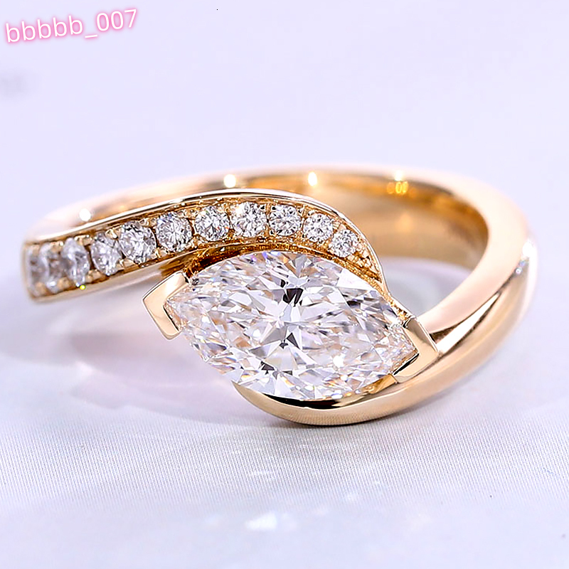 Pass Diamond Tester GIA IGI Certified 14K Solid Gold Lab Grown Diamond Wedding Ring Marquise Cut Lab Diamond Engagement Ring