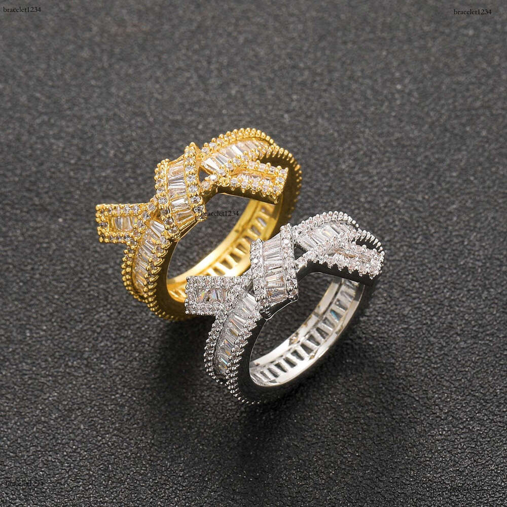 Luxury designer men and women ice VVS Moissanite, real gold plated, irregular T-shaped diamond hip hop rings in sterling silver