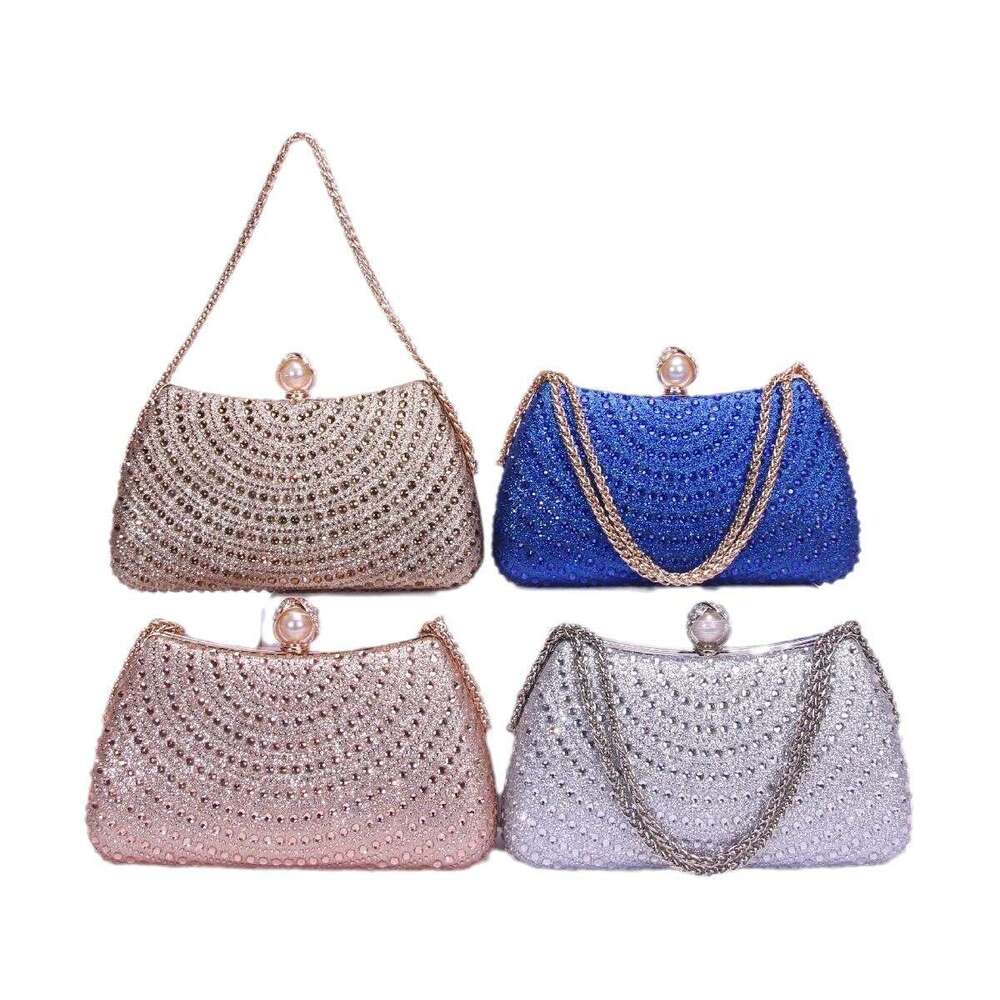 Trendy Rainbow Half Round Sided Diamond Double Chain Handbag, Birthday Party Handbag