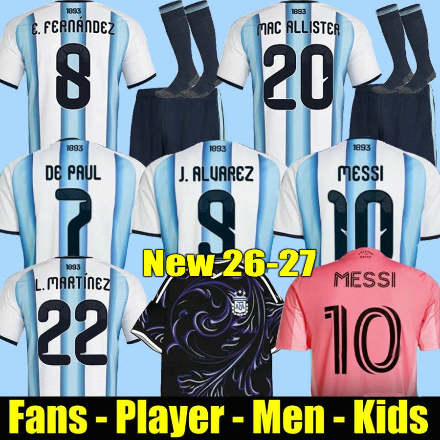 2026 Soccer Jerseys 3 Star MESSIS 50-Years Anniversary 26 27 Fans Player MAC ALLISTER DYBALA DI MARIA MARTINEZ DE PAUL Child Kids Kit Men Football ShirtS