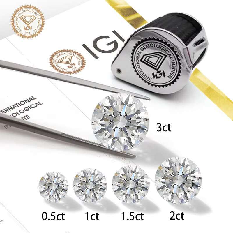 Hot Sale Wholesale Lab Diamond 1CT 0.5CT Round Brilliant Cut VVS VS IGI Certified HPHT CVD Lab Grown Diamond