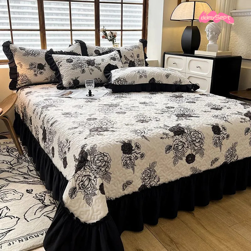 Luxury Designer Four-season Skirt Lace Thickened Sheet Four-piece Quilted Non-slip Bed Cover Single Piece Three-piece Set Tatami Mattress Blanket ddmy