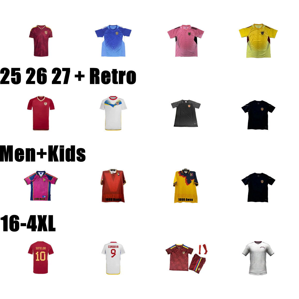2025 2026 2027 Venezuela Soccer Jerseys national team 1998 2000 retro red Football Shirt Men SOTELDO SOSA RINCON CORDOVA CASSERES JA.MARTINEZ BELLO 25 26 uniform S-4XL