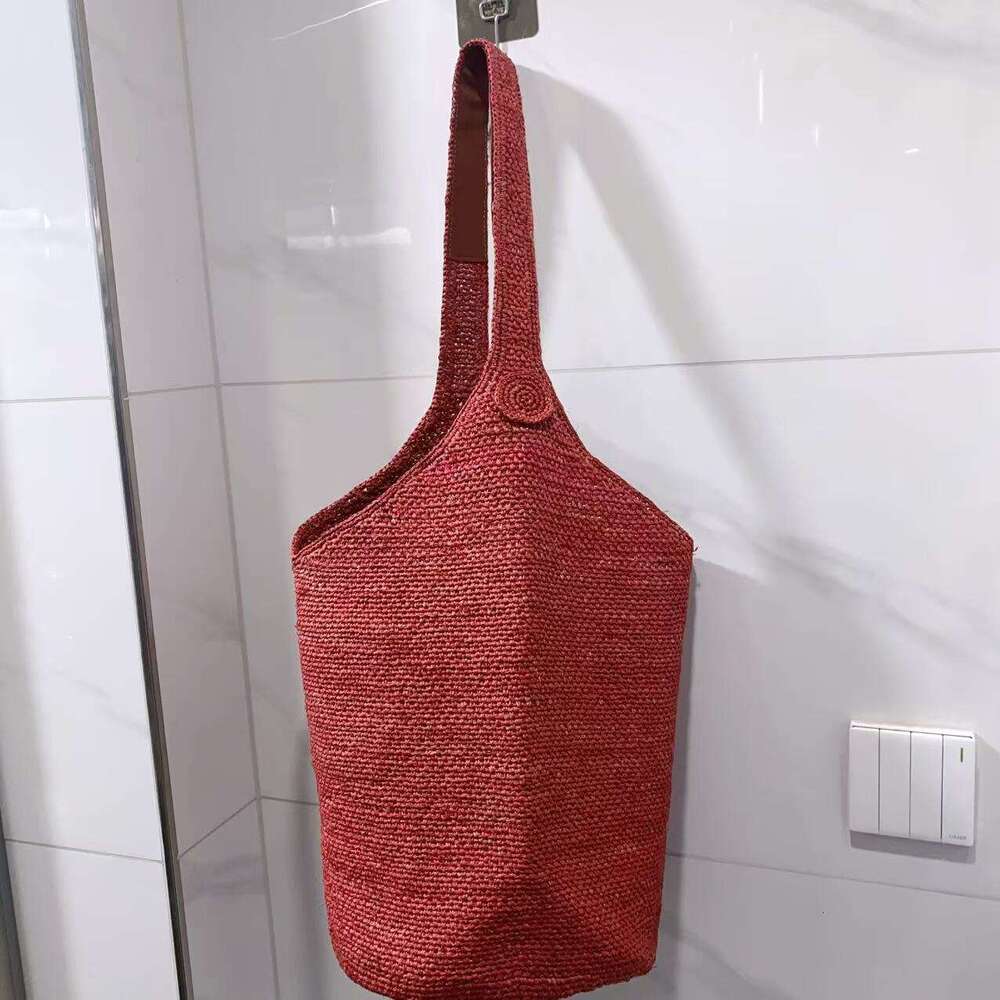 Ins Style Resort Beach Bag Summer Woven Bucket For Women Large Capacity Shoulder Bag Casual Fashionable Versatile Beach Vacation Tote Bag KQ4
