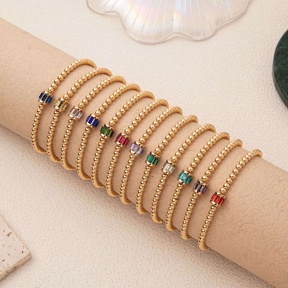 TK hot Designer Bracelet for women Zodiac Fortune Bracelet Gold Beads December 12th Birthday Stone Zircon Electroplated True Gold Color Preserved Bead