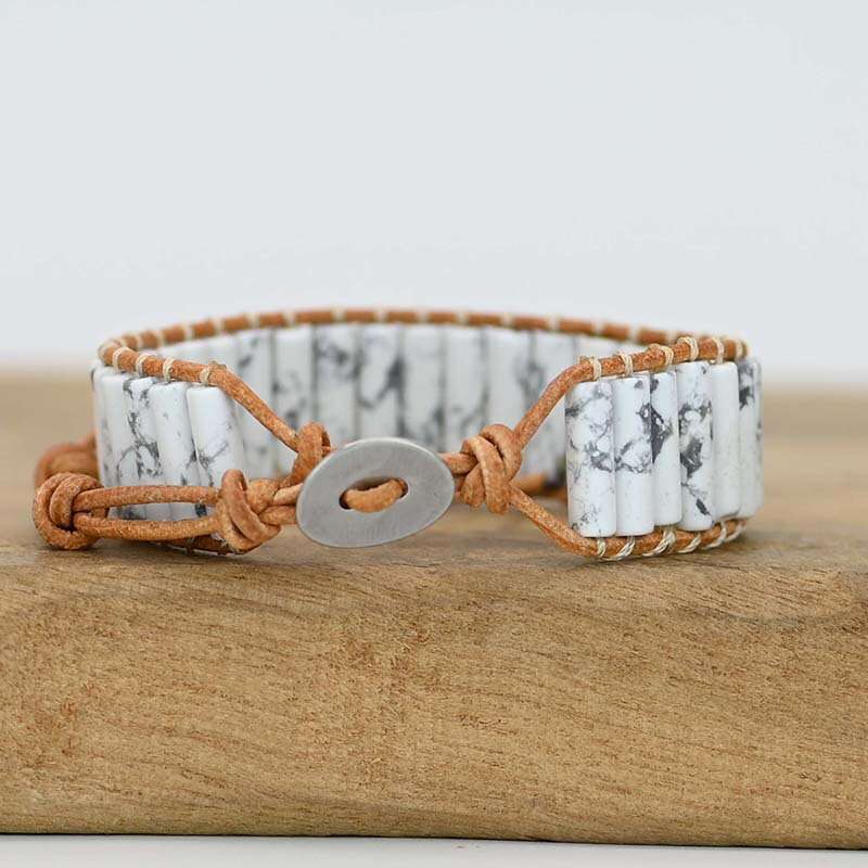 Hot selling natural turquoise Bohemian style simple cowhide woven bracelet