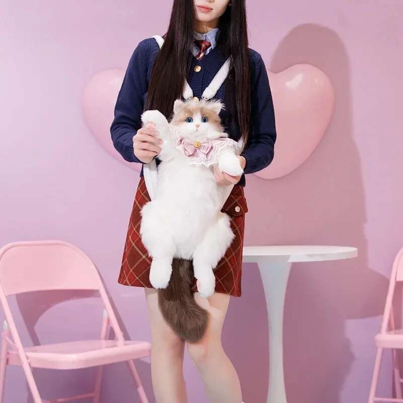 Plush Kitten Backpack For Boys Girls Kids Children Schoolbag Cute Cartoon School Bags Kindergarten Preschool Birthday Gifts