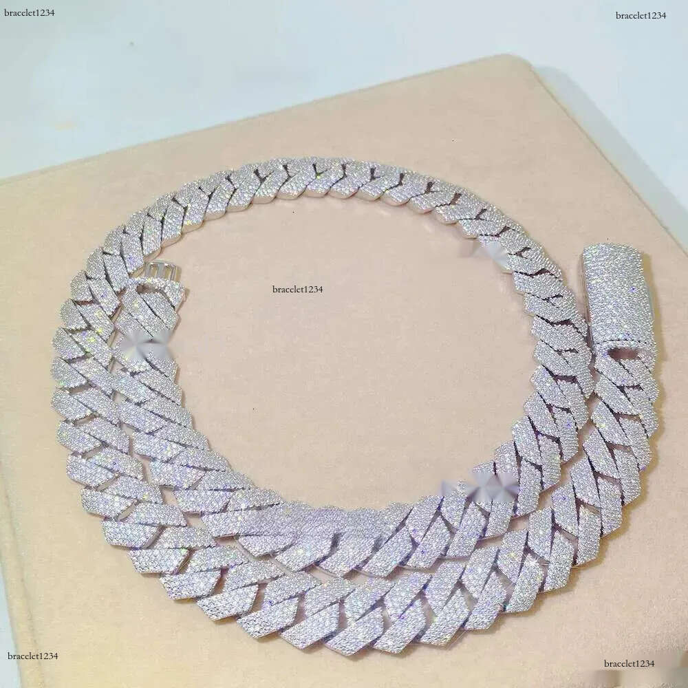 Passed Vvs Test Hip Hop Jewelry Necklace 15mm GRA Ice Out Moissanite Dia Cuban Chain Popular with Rappers