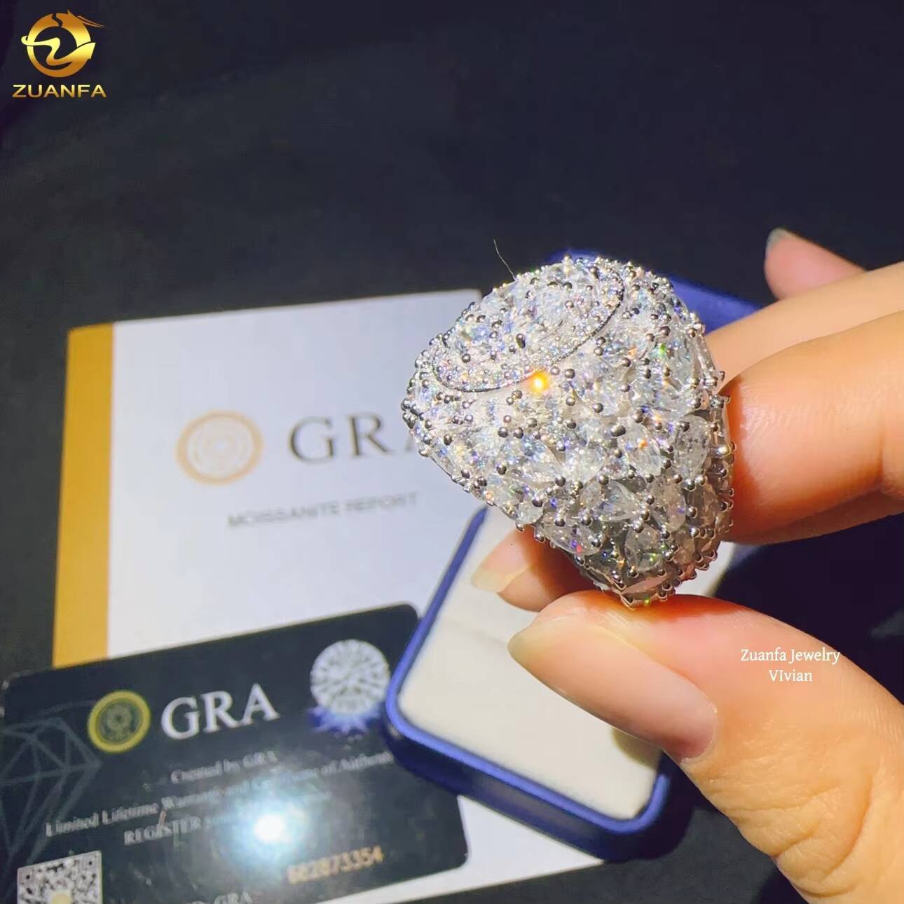 Fashion Sterling Silver 925 Iced Out Fashion Custom Hip Hop Mens D Color VVS Moissanite Diamond Luxury Ring for Men