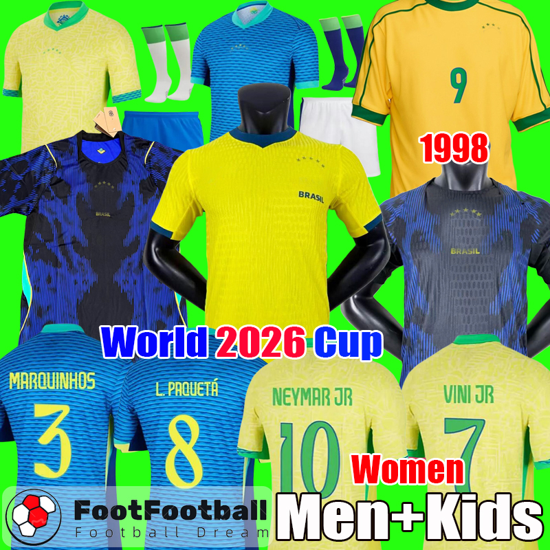 S-4XL 2026 World Brazil footbal kit Cup Soccer Jersey L.PAQUETA NEYMAR VINI JR. P.COUTINHO RICHARLISON football shirt G.JESUS T.SILVA BRUNO G. PELE CASEMIRO men kids kit