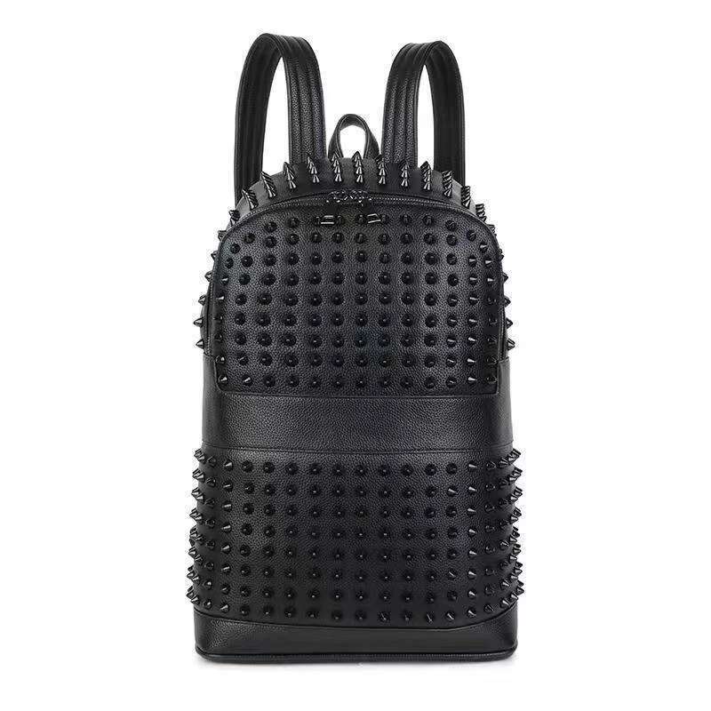 Fashion Casual Men's And Women's Leather Backpack Personality Riveted Travel Handbag Computer Chest Bag Fanny Pack