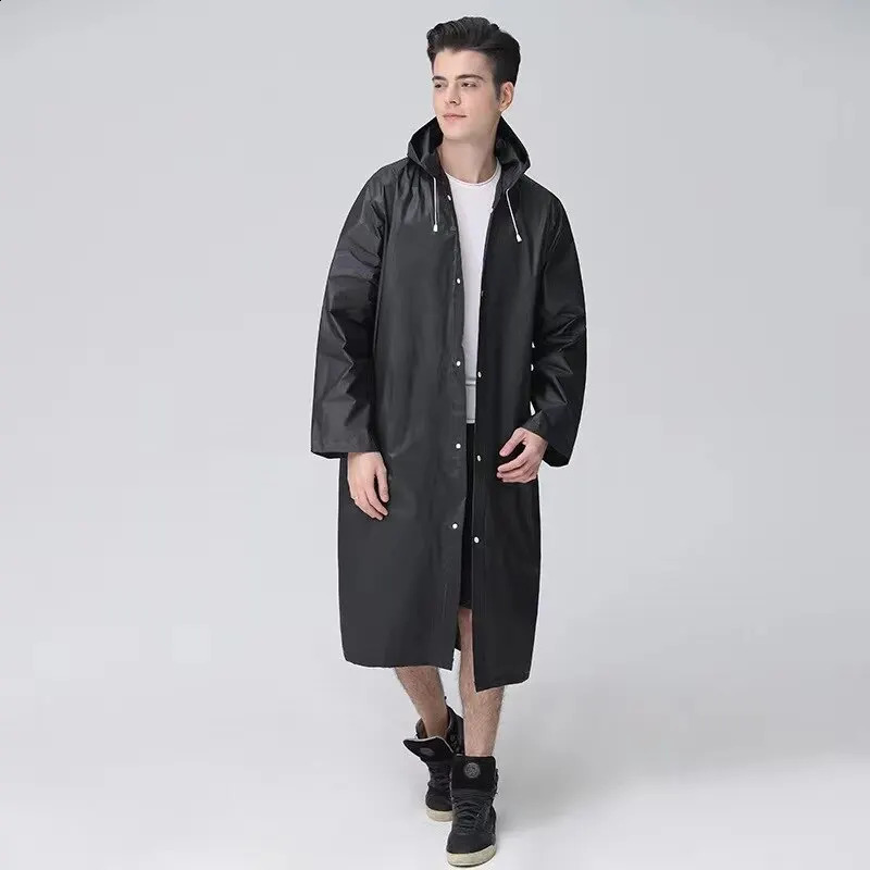 1PCS High Quality EVA Unisex Raincoat Thickened Waterproof Women Men Black Camping Waterproof Rainwear Suit 250421