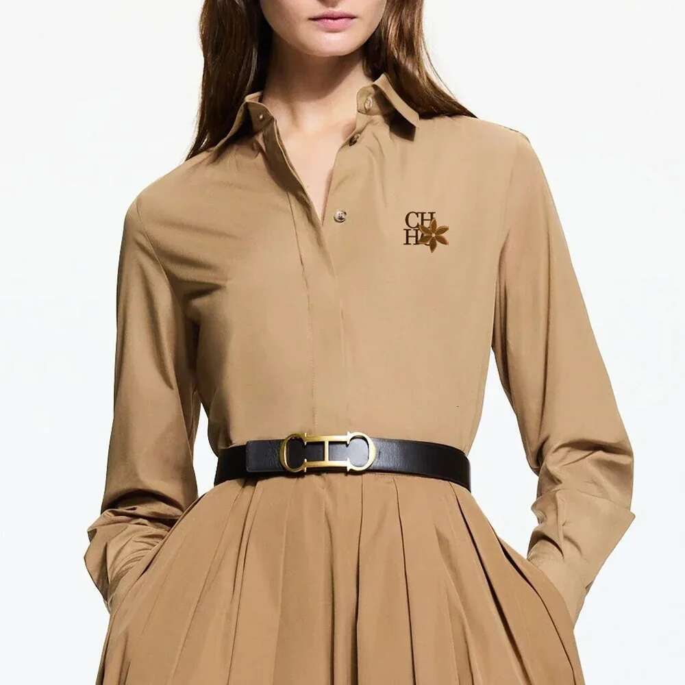CH Brand 2024 Fashion New Office Lady Shirt Women's Elegant Blouse Lapel Long Sleeve Leisure Commuting Top Female Clothing