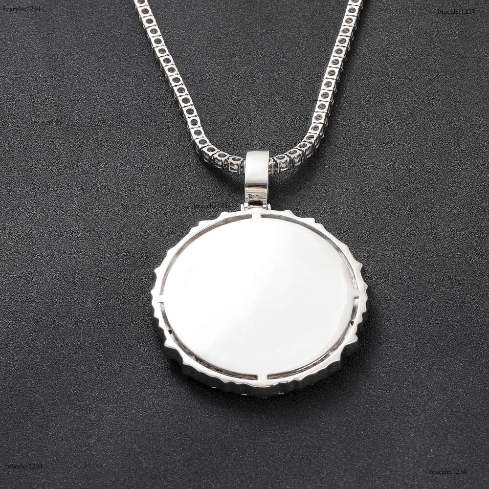 Luxury designer round cake Ice Out vvs Moissanite Necklace Men Women's Pendant 4mm Tennis necklace Pendant Free shipping