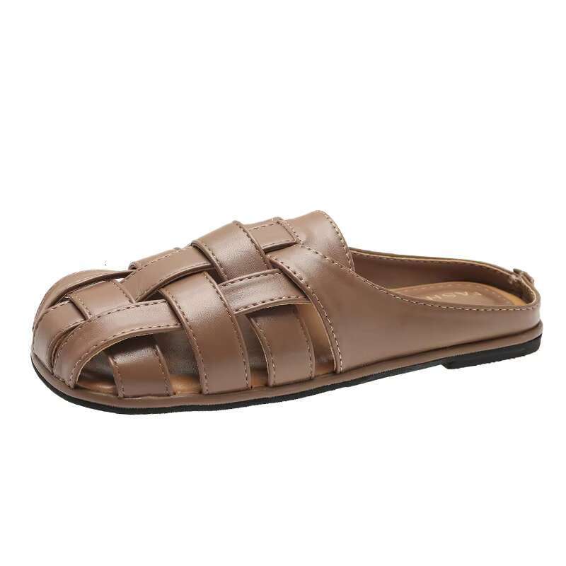 DHGadgets Women's High-End Baotou Slippers for Summer Joker Casual Muller Sandals Flat Design TPR Insole New French Temperament
