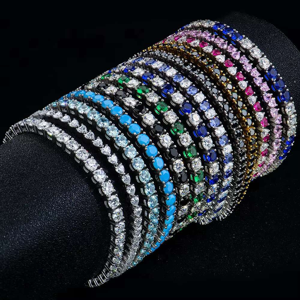 Source Factory 2-6mm HIPhop 925 Sterling Silver Vvs Vvs1 Lab-grown Diamond Mossanite Moissanite Tennis Chain Bracelet