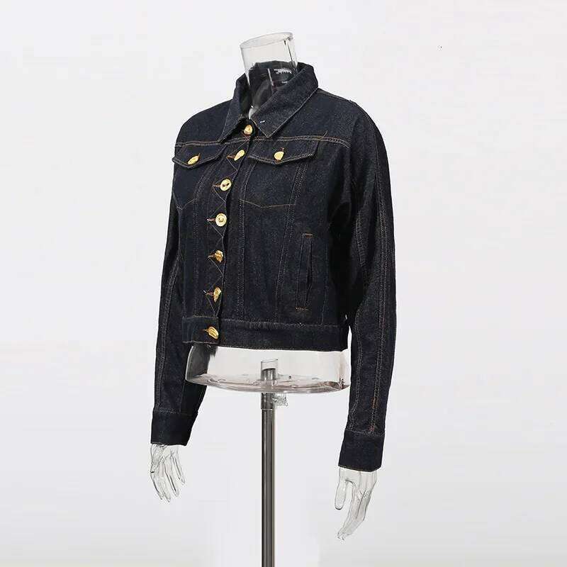 Wear Street Style Long Sleeve Collared Denim Jacket Women Trendy Cotton Material Chinese Brand Casual Fashion Outerwear Coat