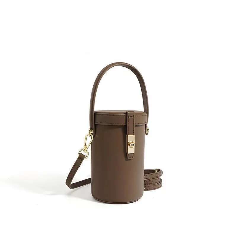 Women's Bag Round Leisure Bucket Leather Commuting Solid Color Design Fashionable One Shoulder Crossbody Handbag Designer's bag Designer