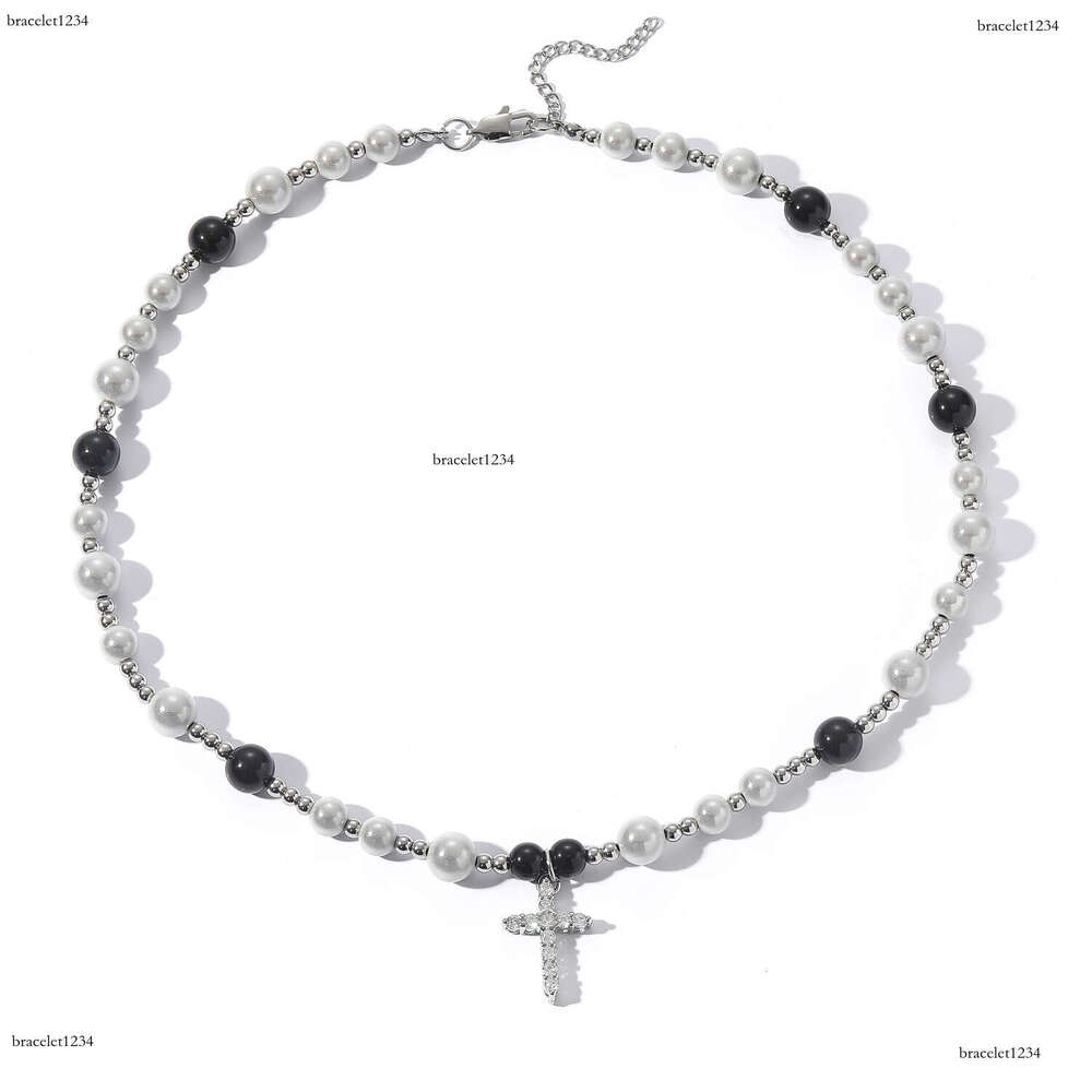 Luxury designer's new ice out VVS Moissanite sterling silver hip Hop necklace, cross collarbone chain, ABS reflective pearl necklace for men and 