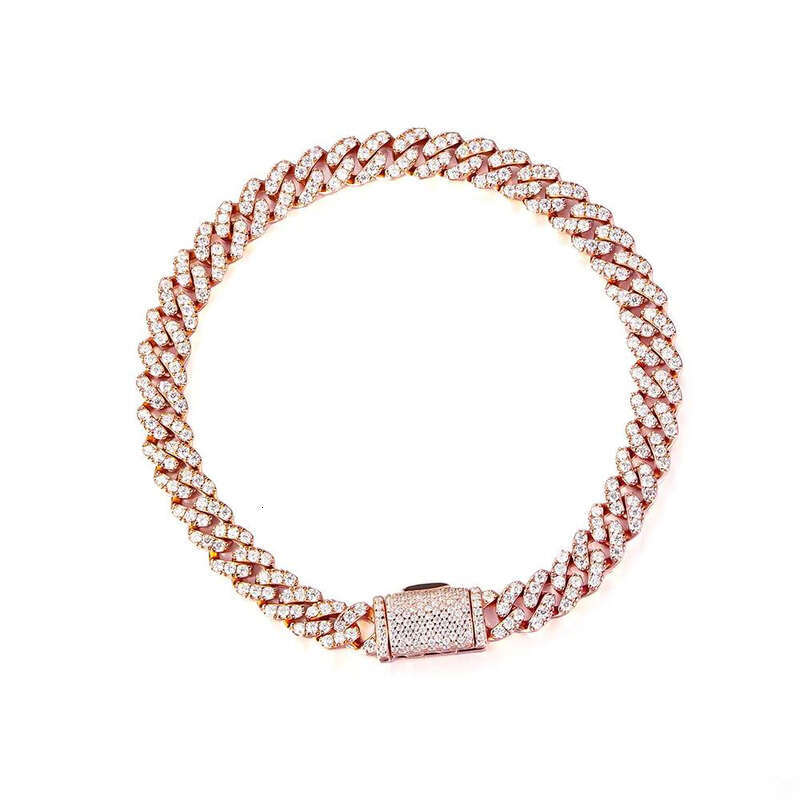 Sier Cuban Slim Chain 6mm Width Vvs Diatoeous Earth Bracelet Gift aaa aaa