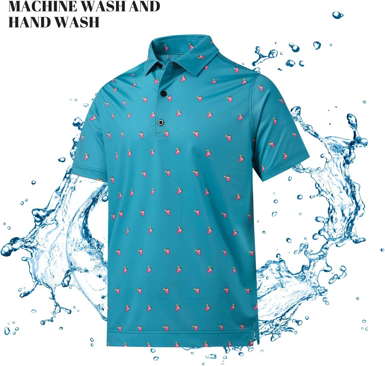 Mens Polo shirt Mens Polo Shirts Moisture Wicking Dry Fit Performance Mens Golf Shirt Regular Fit Fashion Print Short Sleeve Solid color pattern