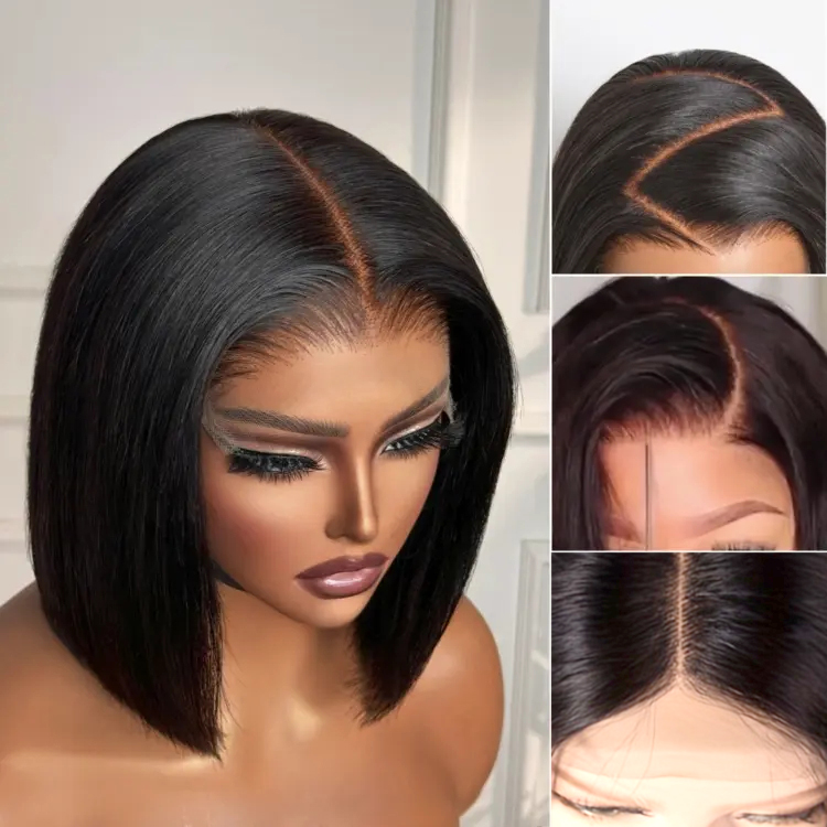 100% Really Human Wigs 30 Inch 13X4 Lace Closure Wigs for Women Black Bob Hair 280% Density 13x4 Lace Frontal Human Hair Wig Transparent Free Style Hu