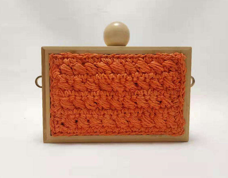 Ins Style Resort Beach Bag New Ball Box Bag Bamboo Weaving Style Fashionable And Trendy Women S Vacation Beach Handheld Wooden Ball Bag KQ