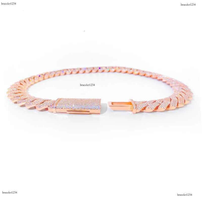 bracelet designer jewelry moissanite chain cuban k High Quality 3 Rows VVS Moissanite Dia Chain White Rose Gold Plated Hip-hop chains for men necklace