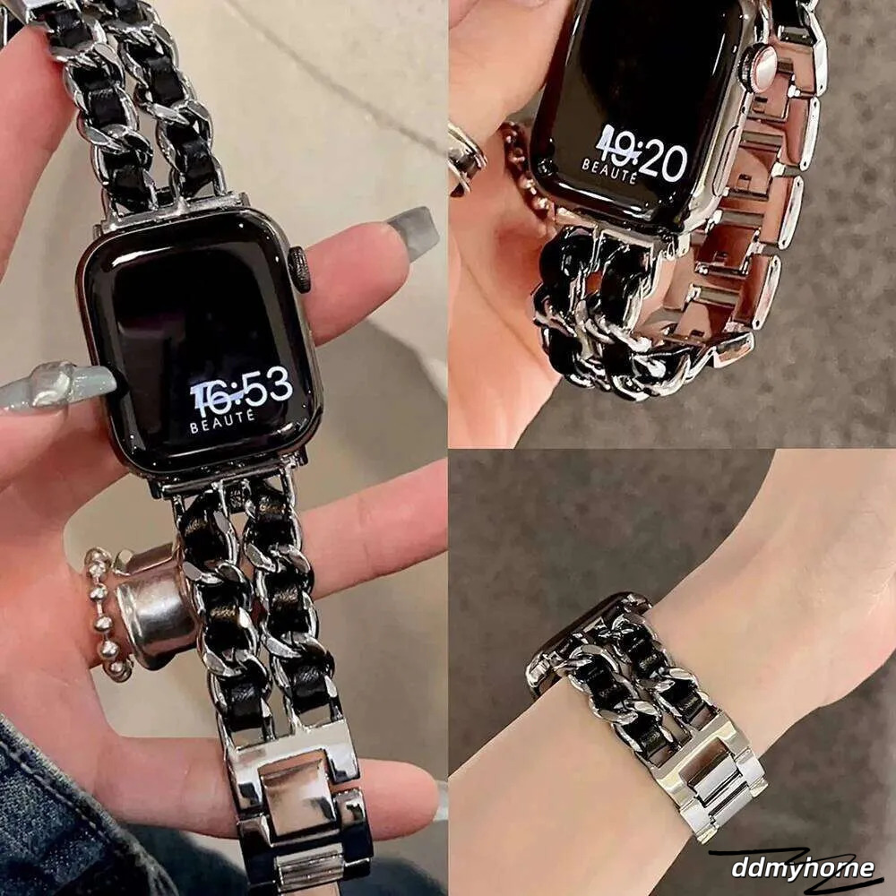 Metal Leather Apple Watch Band Designer Gold Strap For Iwatch Mm Series Ultra SE H11.21 Ddmyhome