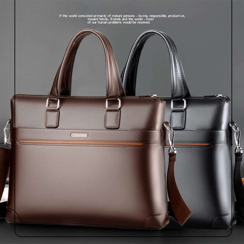 Kangaroo PU Leather Briefcases For Men Laptop Designer Document Business Tote Handbag Shoulder Square Side Porter Crossbody Bag