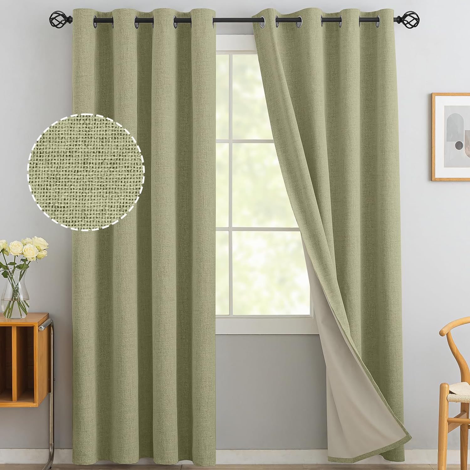 T0413 linen curtain finished product composite beige coating bedroom living room full blackout 100% foreign trade ring