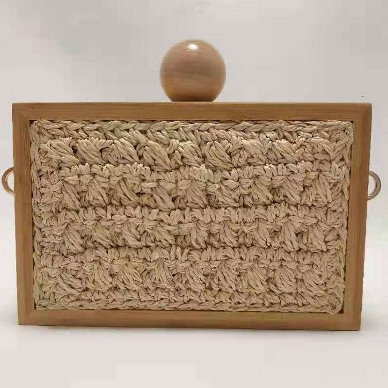 Ins Style Resort Beach Bag New Ball Box Bag Bamboo Weaving Style Fashionable And Trendy Women S Vacation Beach Handheld Wooden Ball Bag KQ