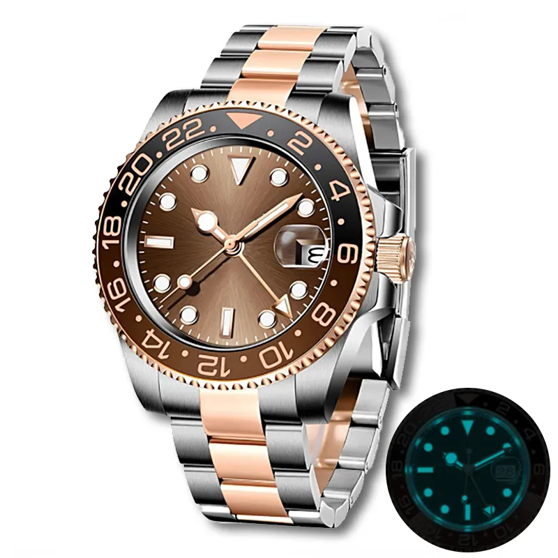 TOP mens watch designer automatic sapphire 904L stainless steel sports watch luminous GMT Montre De Luxe root beer Luxury watches DHgate ST9 jason007 Wristwatches
