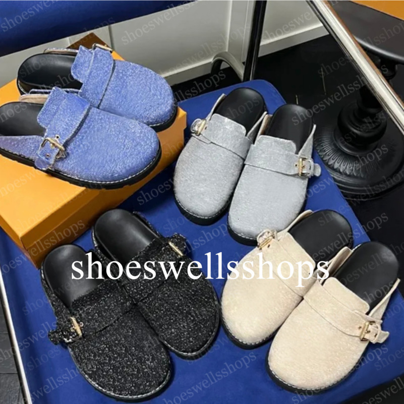 Cosy Comfort Clog Sandals scuffers Designer Women Men Flat Fur Leather Mules Platform Slippers lvities shoes Winter Warm Plush Slides Size 35-45 452