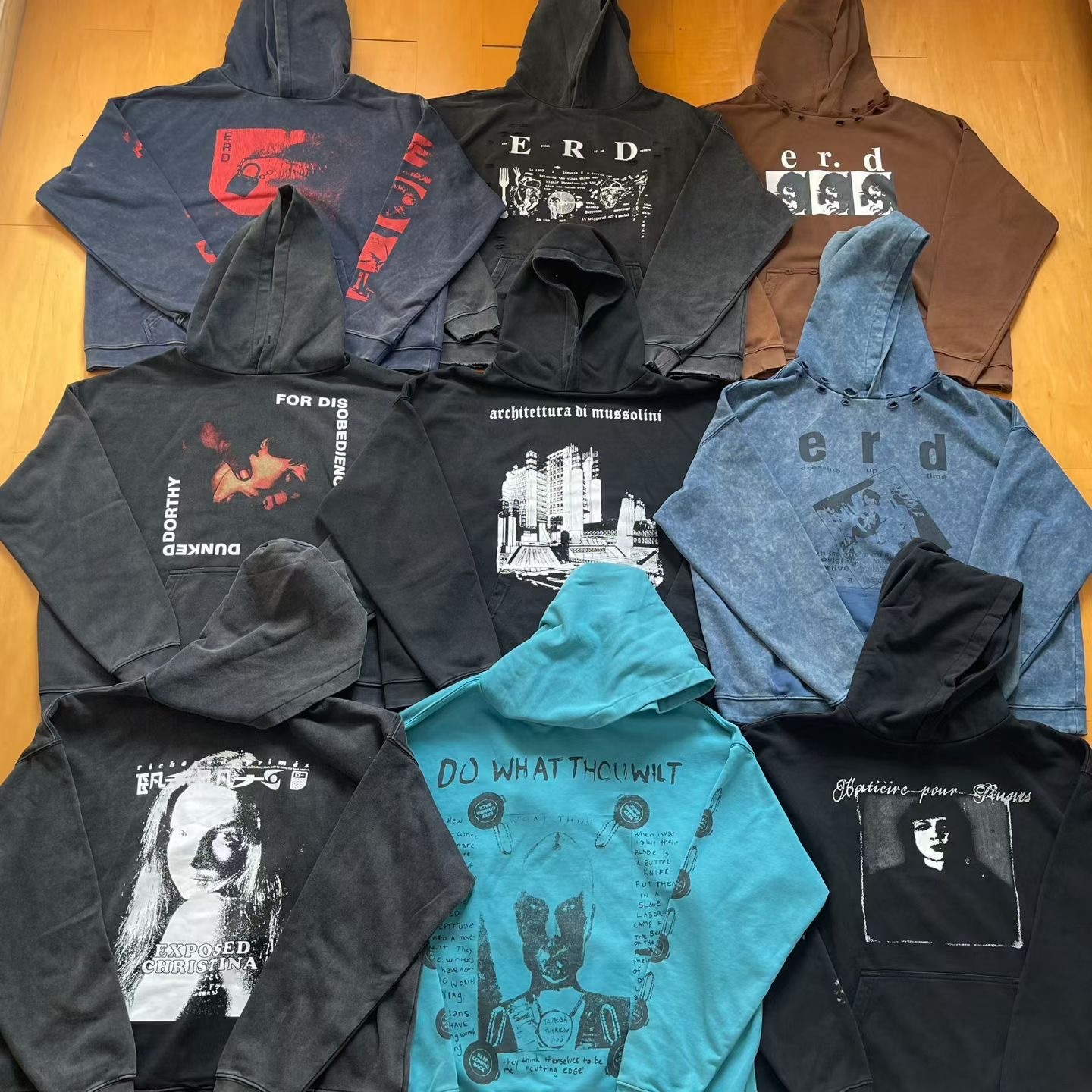 ERD Melancholy Rich Second Generation Distressed Pullover Hoodie For Men And Women Couples High Street Loose Hooded Sweatshirt