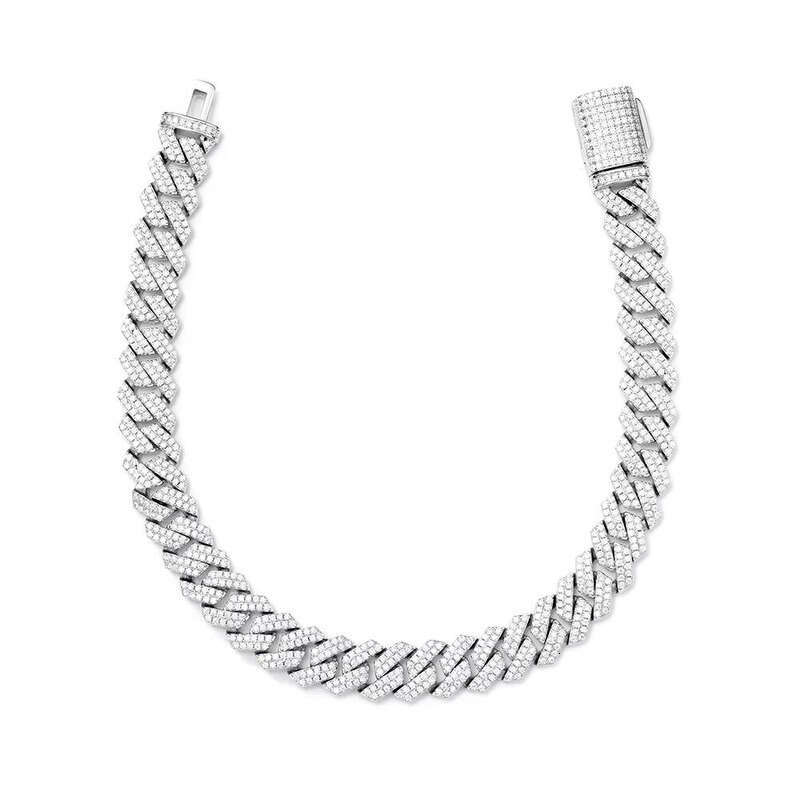 8mm Fashion Hip-Hop Pure Sier Unisex Moissanite Bracelet aaa aaa