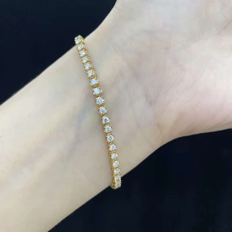 Plated Lab Grown VVS CVD HPHT Diamond Bracelet Fine Jewelry Gold for Women Hot Sale 18K Yellow CLASSIC Party Goods Sample Making