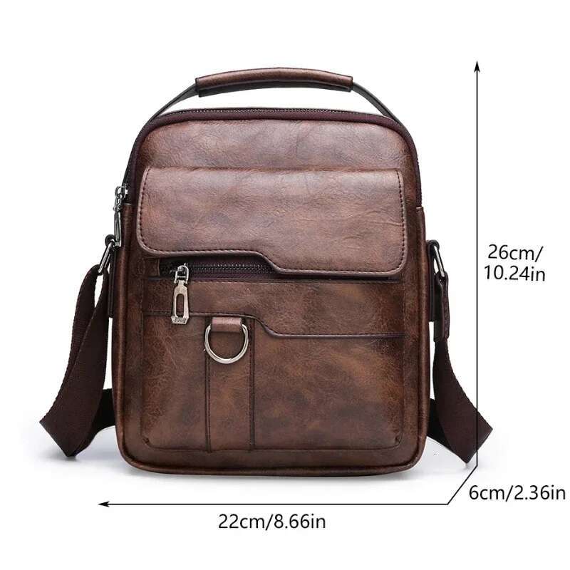 New Crossbody Shoulder Bags Vintage Men Handbags Large Capacity PU Leather For Man Tote Bag