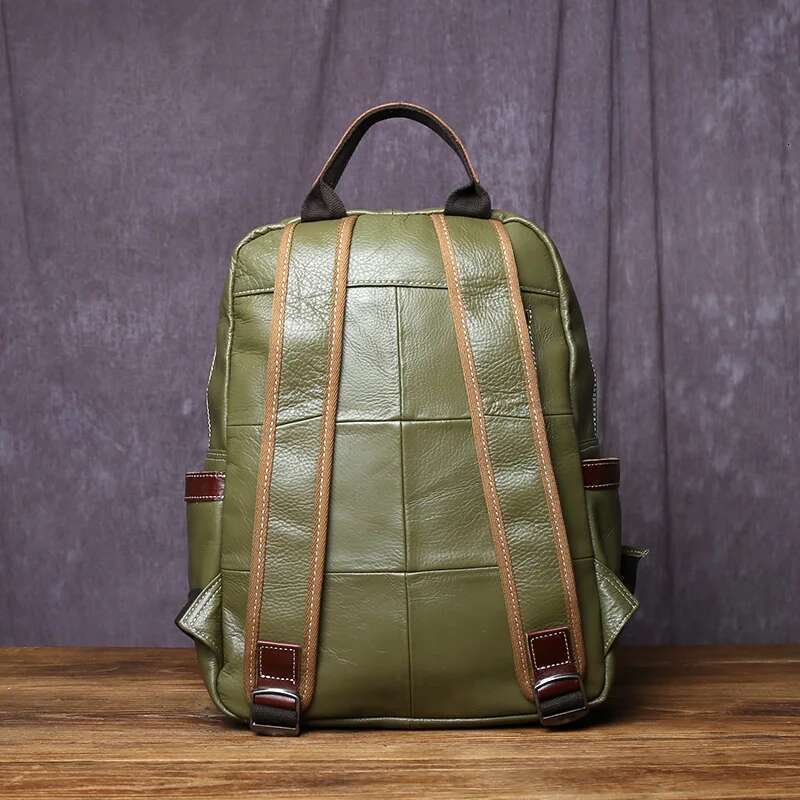 Designer Bag 2025 Genuine Leather Backpack For Men Casual College Style Book Cover Layered Cowhide Simple And Fashionable 15 Inch Laptop Bag Luxury Ba