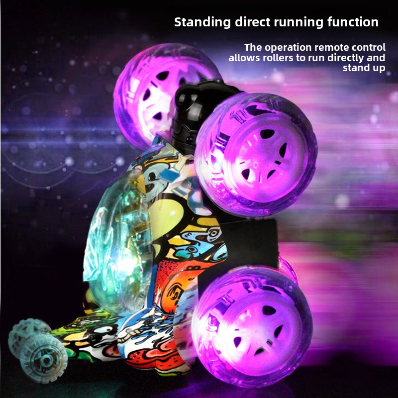 Free shipping Chargeable Remote-Controlled Tumble Stunt Car for Kids - sical Lights & Racing