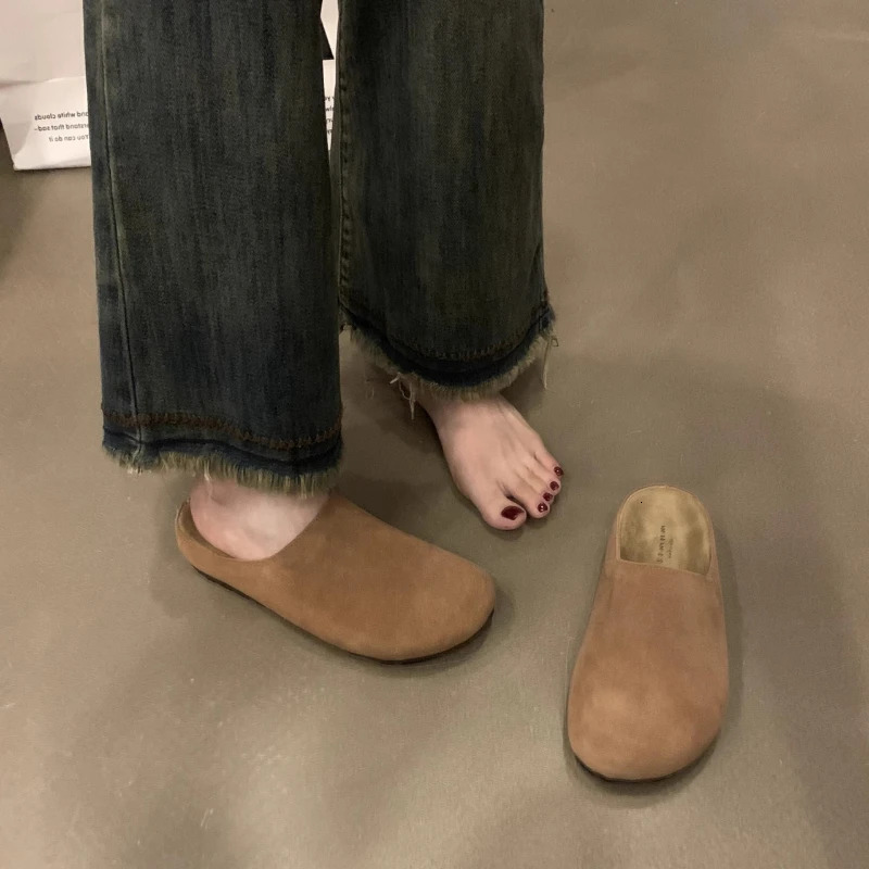 Retro Womens Closed Slippers Simple Closed Toe Womens Slippers Home Light Mute Casual Womens Clogs Outdoor Walking Autumn New 251119