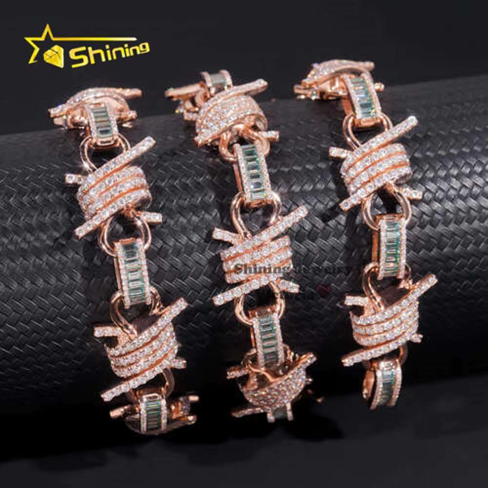 Special Design Rose Gold Cuban Link Chain Custom Iced Out Hip Hop Necklace 10K Soild Gold VVS Moissanite Diamond Cuban Link