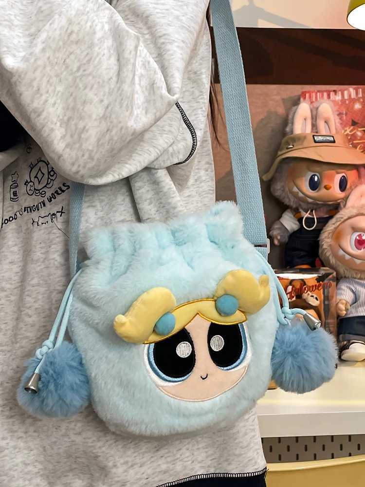 Top Quality Powerpuff Girls Plush Satchel Cute Earphone Storage Bag Adjustable Diagonal Blessing Pack Girl Holiday Giftt250423