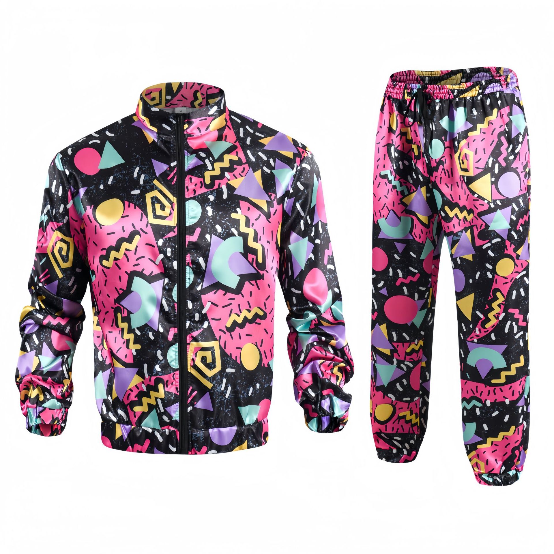 Men's Tracksuits 1980s disco jackets and pants, jogging suits retro style 1980s theme party men's sportswear - view 8