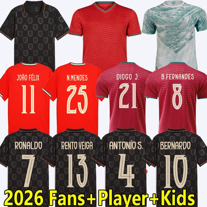 Portugal jerseys 2026 world cup kit Kids RONALDO football shirts 26 27 B.FERNANDES BERNARDO JOAO FELIX R.LEAO RUBEN DIAS G.RAMOS jersey kids kit player version