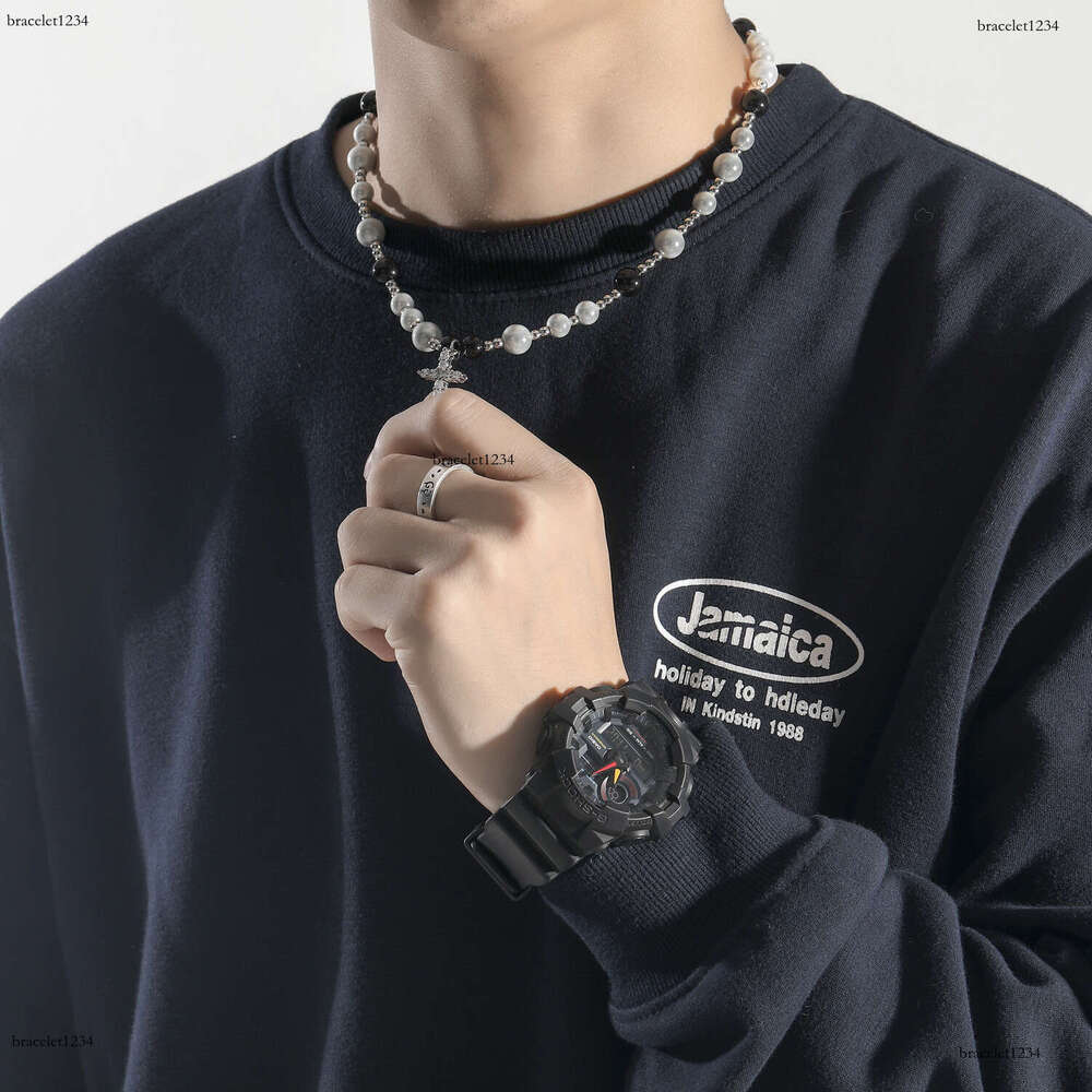 Luxury designer's new ice out VVS Moissanite sterling silver hip Hop necklace, cross collarbone chain, ABS reflective pearl necklace for men and 