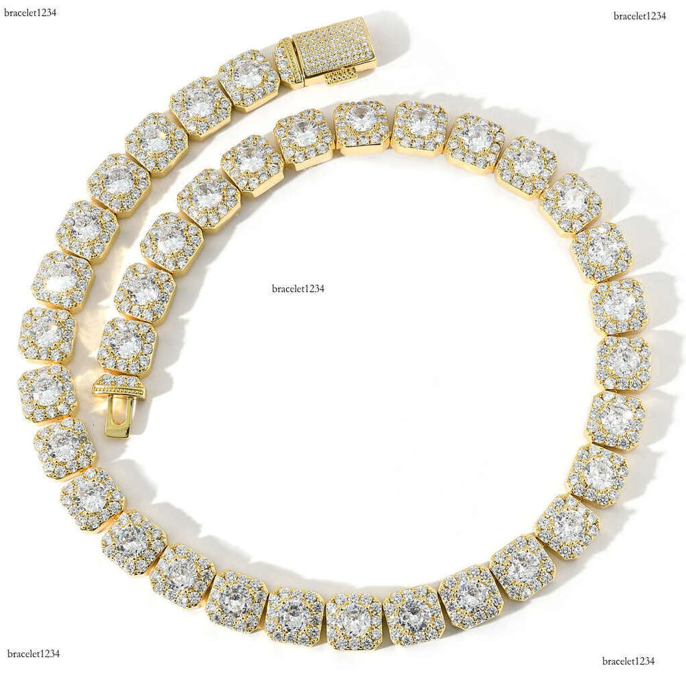 Luxury designer's new 10mm large ice out VVS Moissanite rock candy chain Men's and women's hip hop necklace bracelet Free delivery