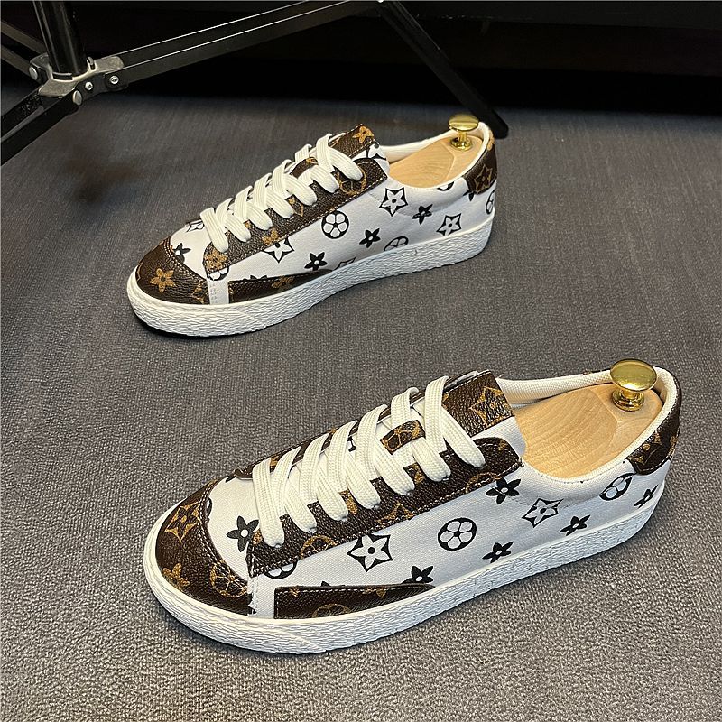 free shipping designer shoes men's trendy monogram print low-top sneakers green casual sports shoes with retro pattern detailing and classic desi